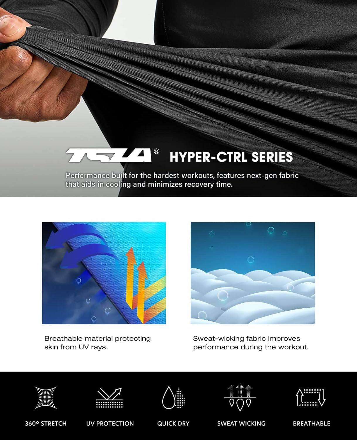 Men'S UPF 50+ Compression Shirts, Cool Dry Long Sleeve Athletic Tops, Sports Baselayer Workout Shirt