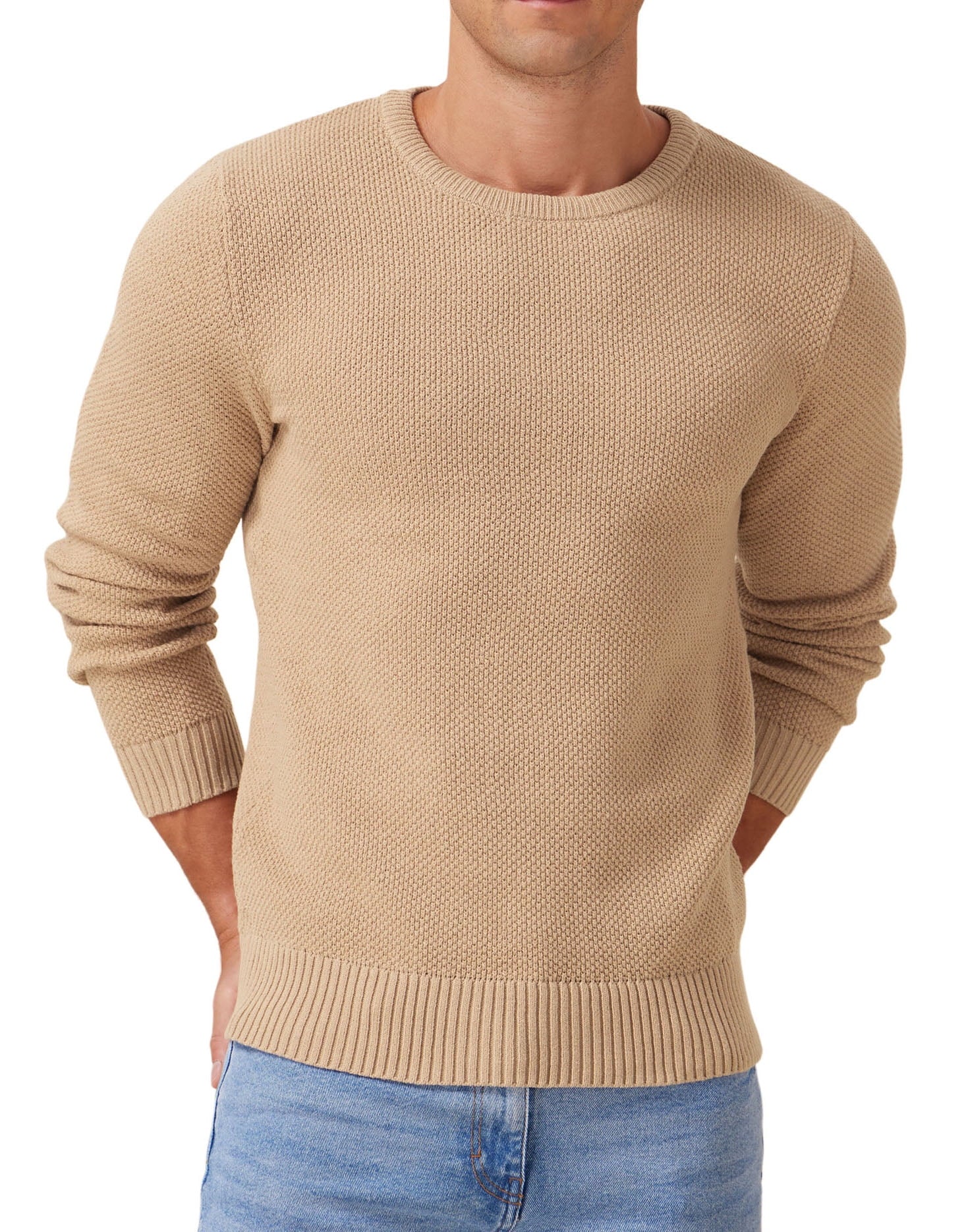 Mens Pullover Sweater Soft Lightweight Casual Classic Crewneck Knitwear Sweaters with Ribbing Edge