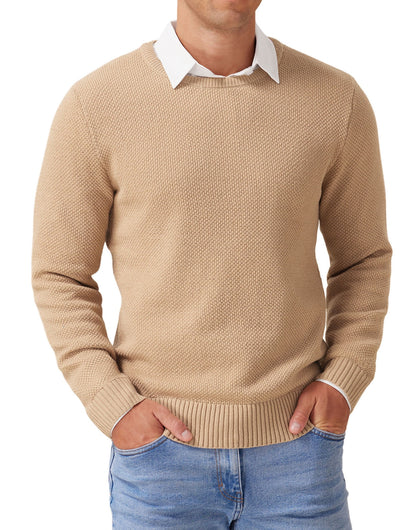 Mens Pullover Sweater Soft Lightweight Casual Classic Crewneck Knitwear Sweaters with Ribbing Edge