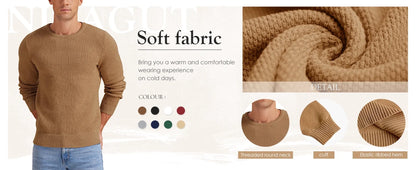 Mens Pullover Sweater Soft Lightweight Casual Classic Crewneck Knitwear Sweaters with Ribbing Edge