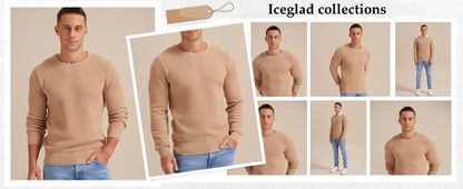 Mens Pullover Sweater Soft Lightweight Casual Classic Crewneck Knitwear Sweaters with Ribbing Edge