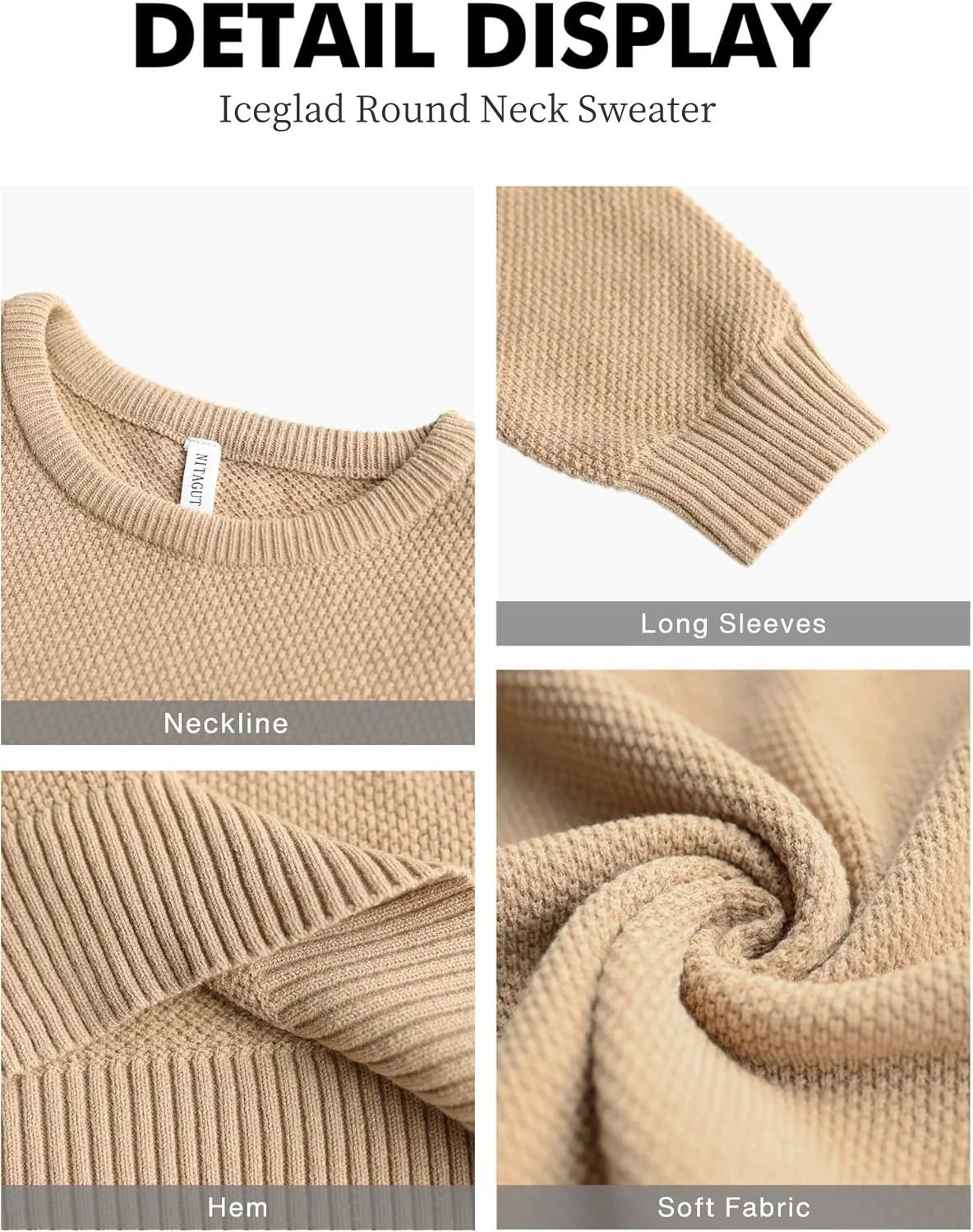 Mens Pullover Sweater Soft Lightweight Casual Classic Crewneck Knitwear Sweaters with Ribbing Edge